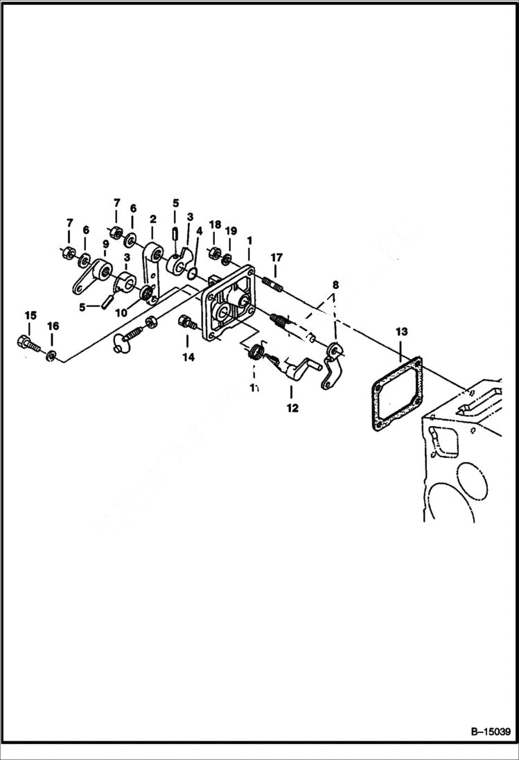 Схема запчастей Bobcat B250 - SPEED CONTROL PLATE Tier I 5722 11001 & Abv POWER UNIT