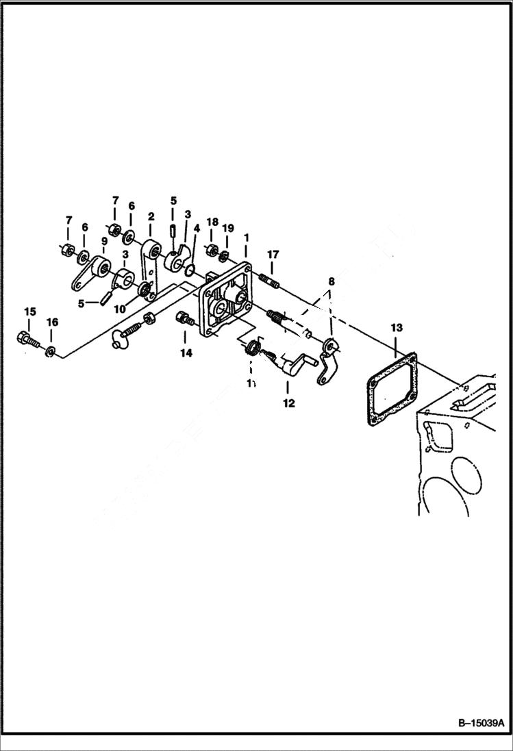 Схема запчастей Bobcat 400s - SPEED CONTROL PLATE (Kubota D1005 Tier II) (S/N 538911001 & Above, 539011001 & Above) POWER UNIT