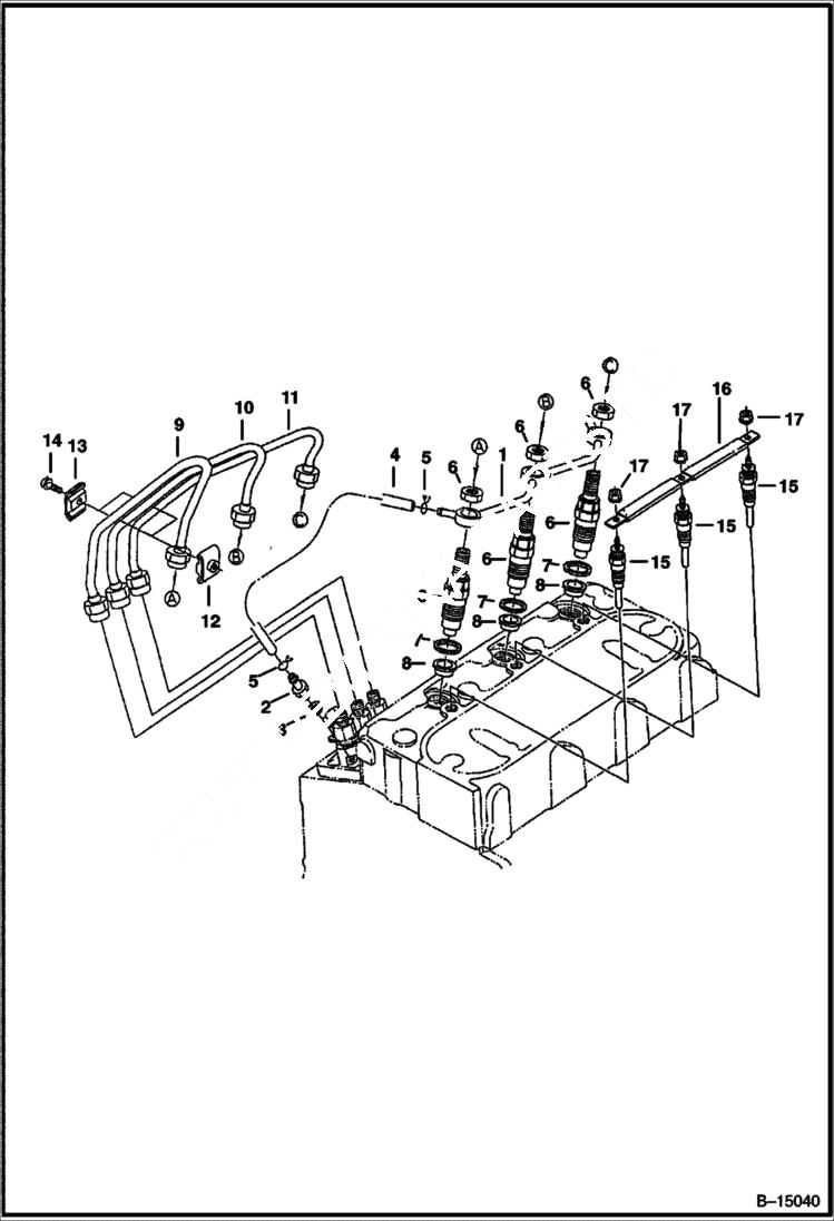 Схема запчастей Bobcat 6KW - INJECTOR NOZZLES MAIN FRAME