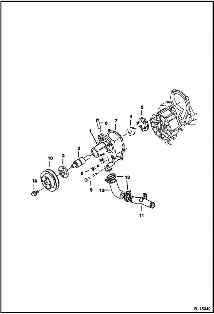 Схема запчастей Bobcat 400s - WATER PUMP (S/N 522211001 & Above, 522111001 & Above) POWER UNIT