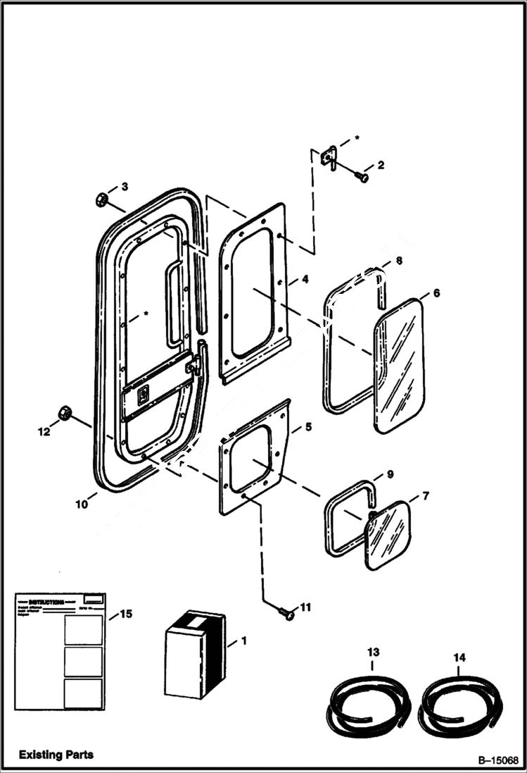 Схема запчастей Bobcat 325 - CAB DOOR KIT ACCESSORIES & OPTIONS