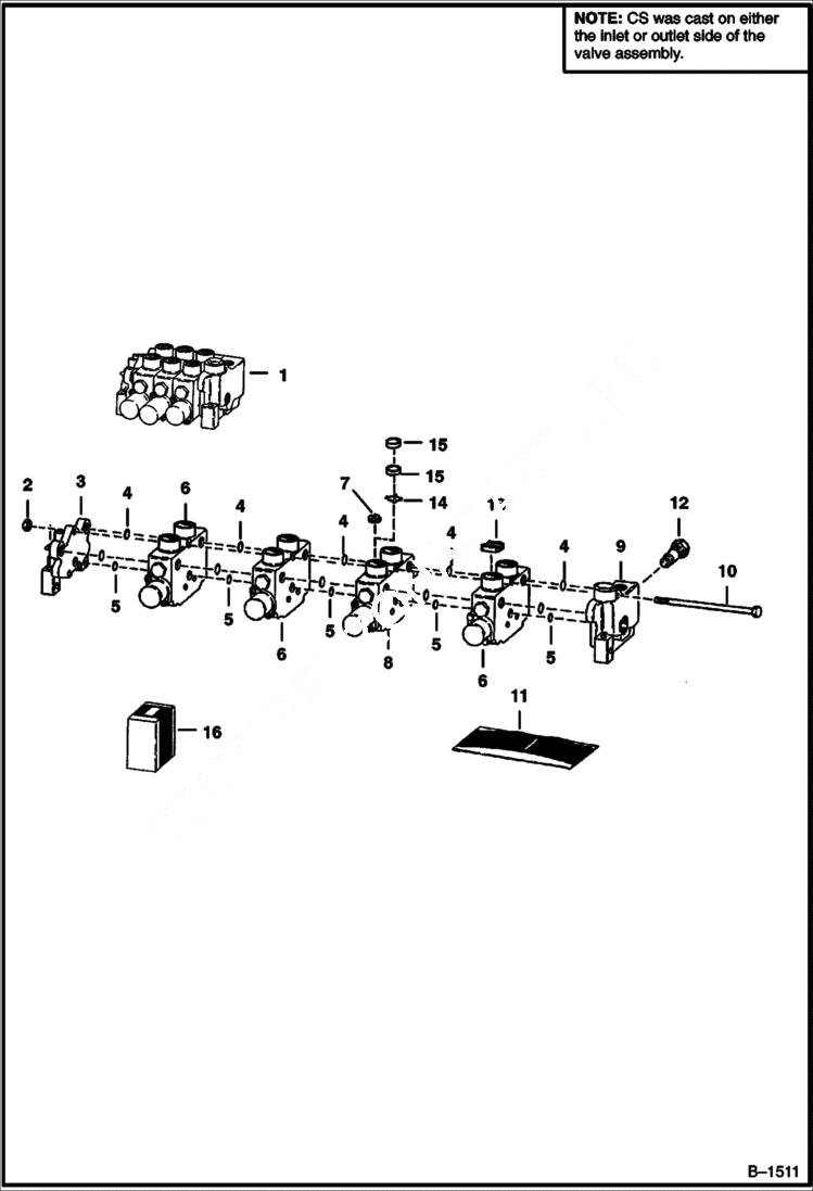 Схема запчастей Bobcat 700s - HYDRAULIC CONTROL VALVE (Gresen CS) HYDRAULIC SYSTEM