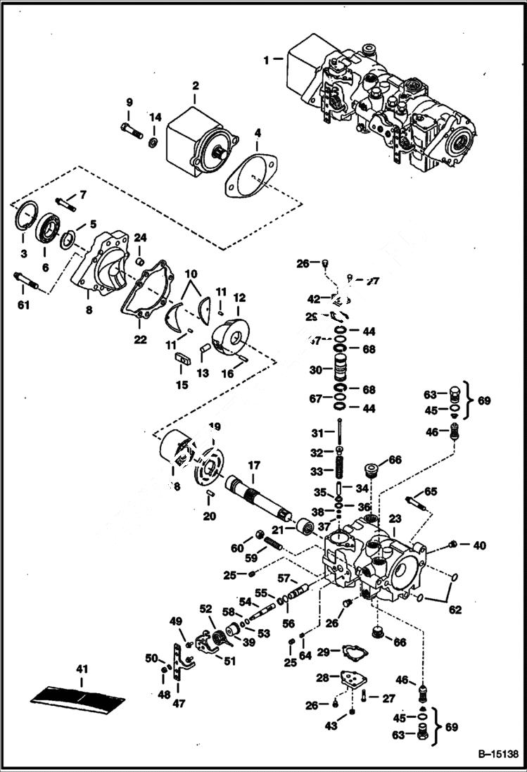 Схема запчастей Bobcat 800s - HYDROSTATIC PUMP (M46 - Servo Assisted Steering) (Right Half) (5144 18295,18706-10,18885-6,18905-24999,5145 20063-24999,5146 20147-24999) HYDROSTATIC SYSTEM