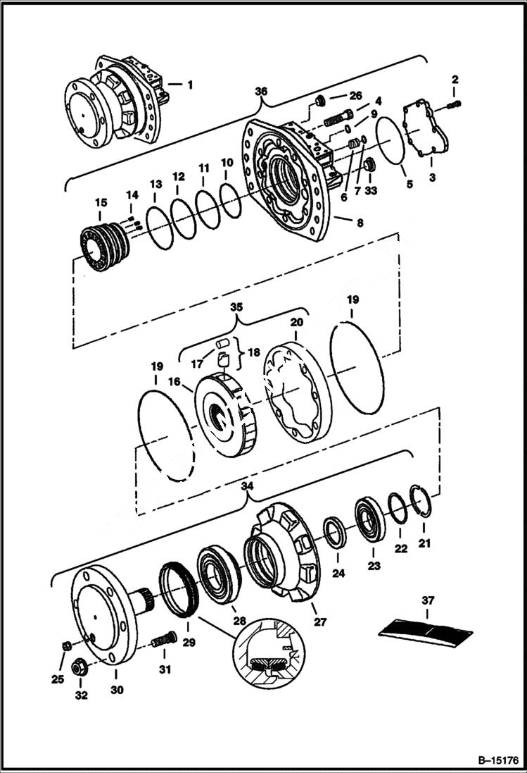 Схема запчастей Bobcat TRENCHERS - TRENCHER (Hydraulic Motor) (LT405 705100101 & Above) Loader