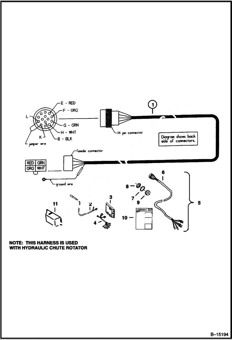 Схема запчастей Bobcat SNOWBLOWER - 1812 SNOWBLOWER (Wiring Harness) (For Loaders With Attachment Control Kit) Loader