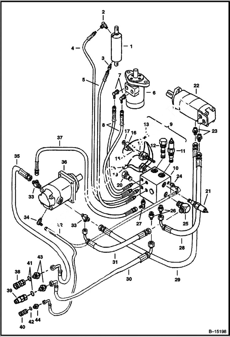 Схема запчастей Bobcat SNOWBLOWER - 2118 & 2418 SNOWBLOWER (Hydraulic Circuitry) Loader