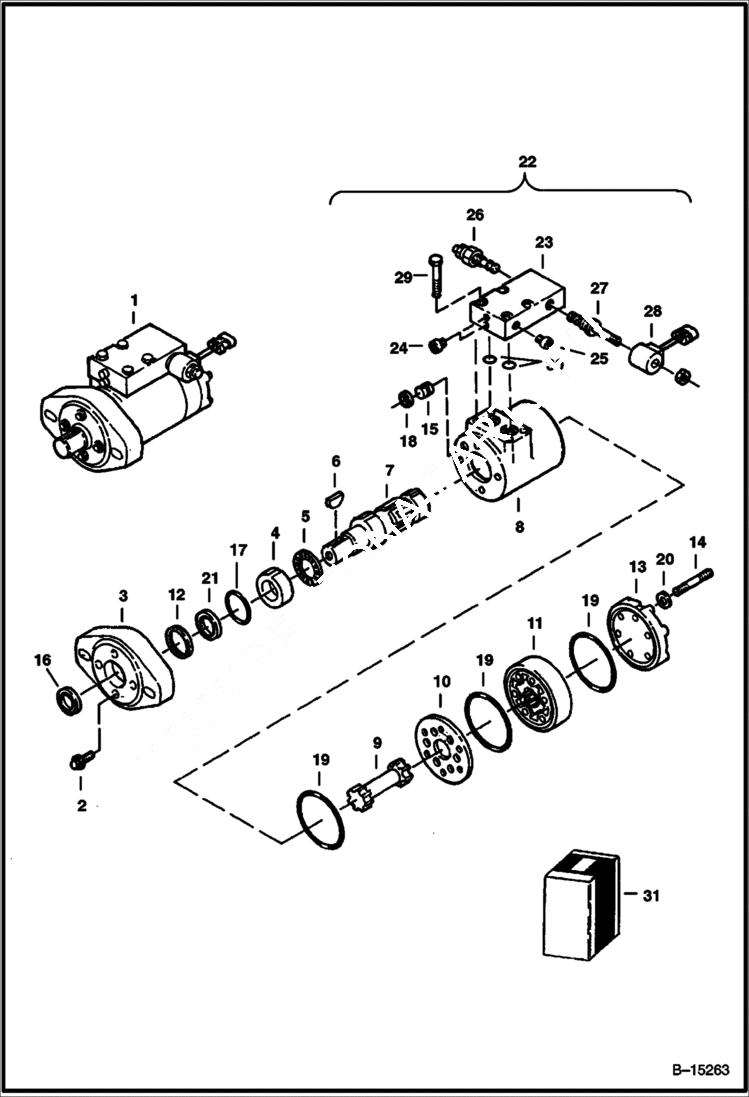 Схема запчастей Bobcat CONCRETE MIXER - CONCRETE MIXER (Hydraulic Motor) (6785) (A016) (AK74) Loader