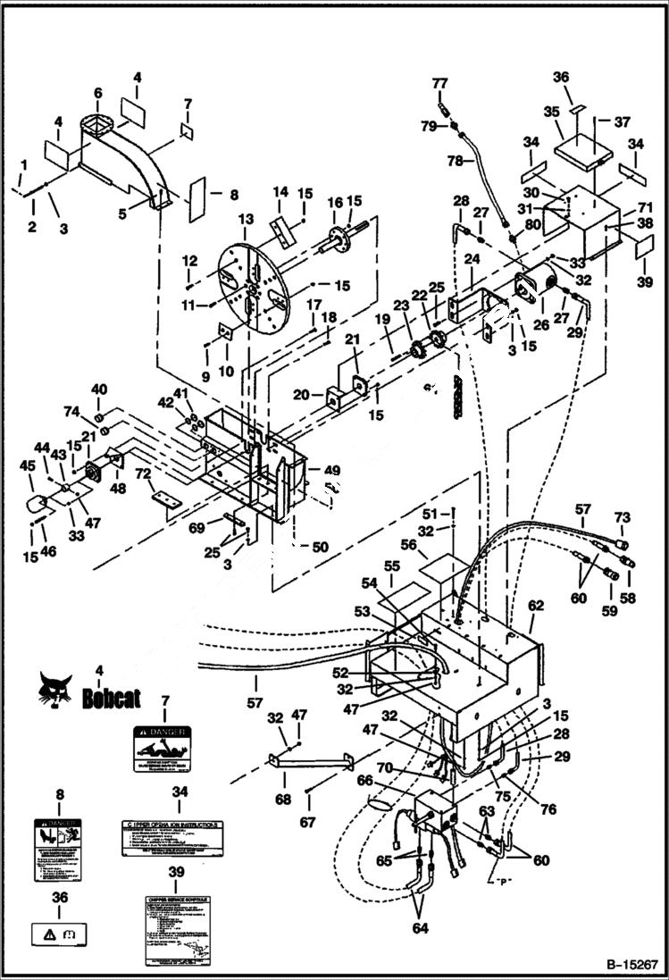 Схема запчастей Bobcat CHIPPER - 8A CHIPPER Main Frame & Cutter Assembly Loader