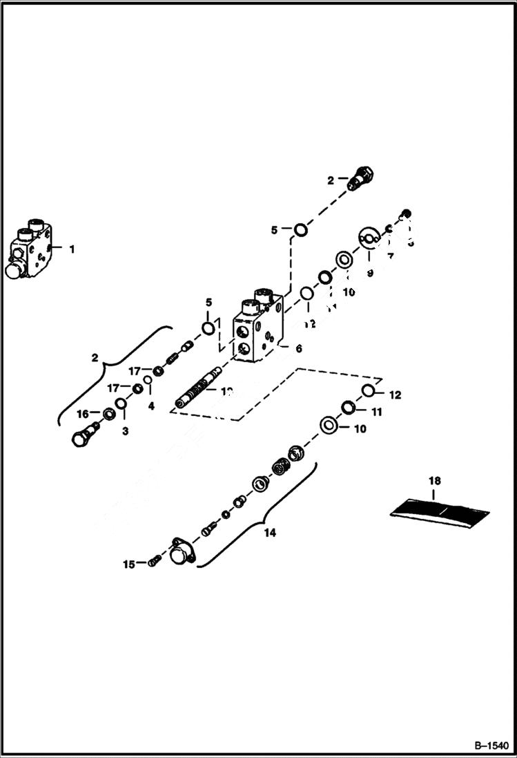 Схема запчастей Bobcat 700s - AUXILIARY, SECONDARY AUX. & TILT CONTROL SECTION (Gresen CS) HYDRAULIC SYSTEM