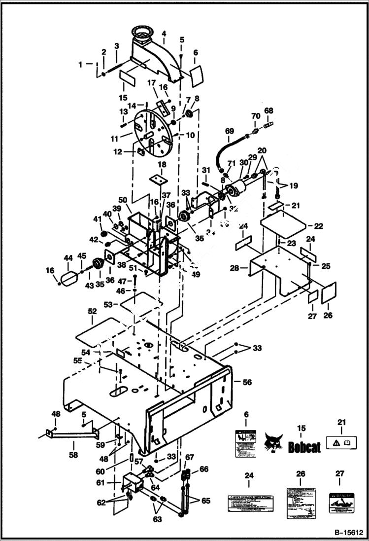 Схема запчастей Bobcat CHIPPER - 5A CHIPPER Main Frame & Cutter Assembly Loader