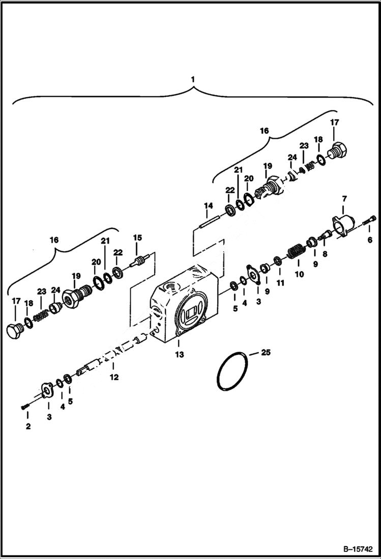 Схема запчастей Bobcat 320 - VALVE SECTION (Boom Swing) (S/N 223812346 & Below, 223514376 & Below) HYDRAULIC SYSTEM