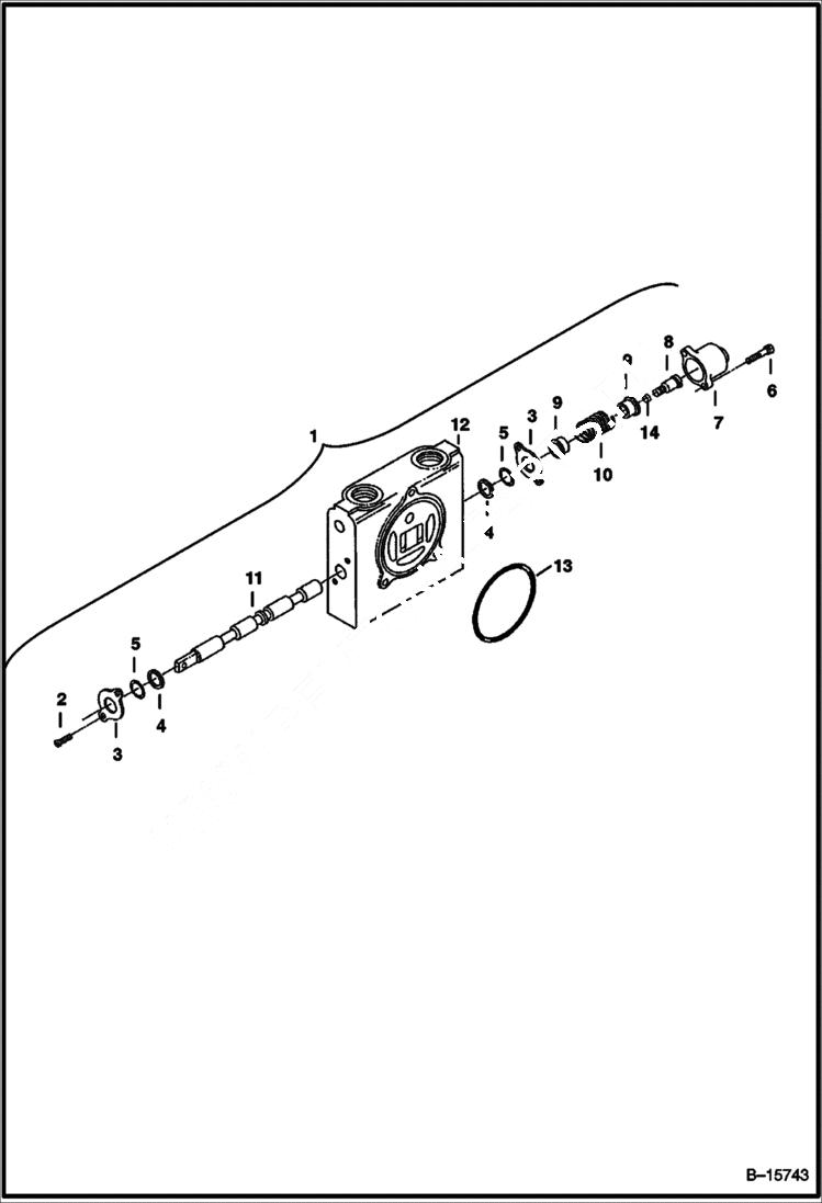 Схема запчастей Bobcat 322 - VALVE SECTION (R.H. Travel) (S/N 223812346 & Below, 223514376 & Below) HYDRAULIC SYSTEM