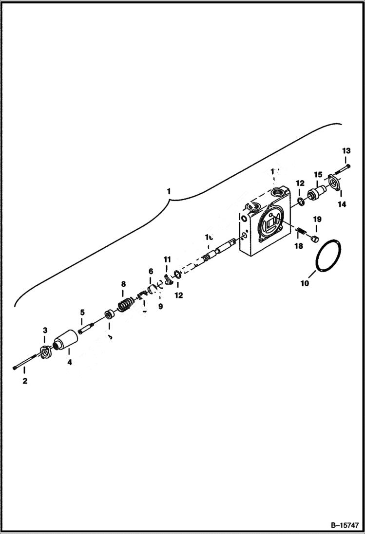 Схема запчастей Bobcat 322 - VALVE SECTION (Boom) (S/N 223812346 & Below, 223514376 & Below) HYDRAULIC SYSTEM