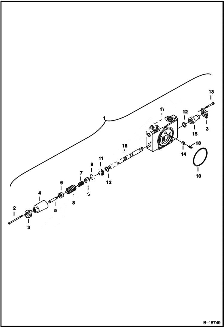 Схема запчастей Bobcat 320 - VALVE SECTION (Arm) (S/N 223812346 & Below, 223514376 & Below) HYDRAULIC SYSTEM