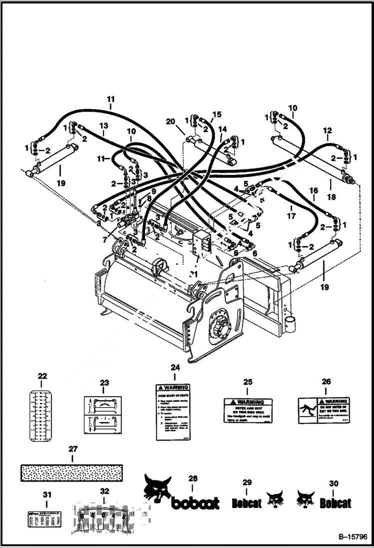 Схема запчастей Bobcat PLANERS - PLANER (Hydraulic Circuitry) (40 9914) Loader