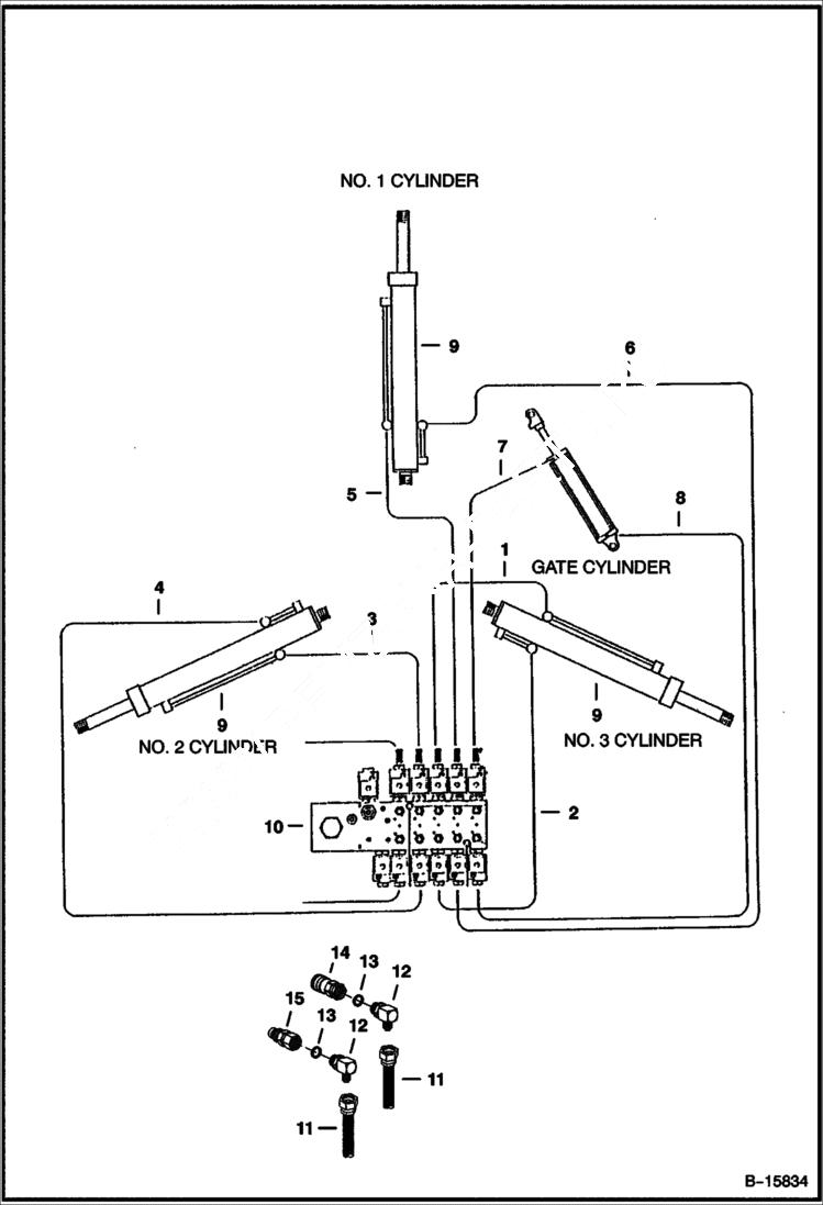 Схема запчастей Bobcat TREE SPADE - TREE SPADE (Hydraulic System) (3 Blade Models) Loader