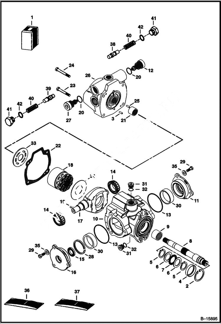 Схема запчастей Bobcat 400s - HYDROSTATIC PUMP (Gear Pump End) HYDROSTATIC SYSTEM