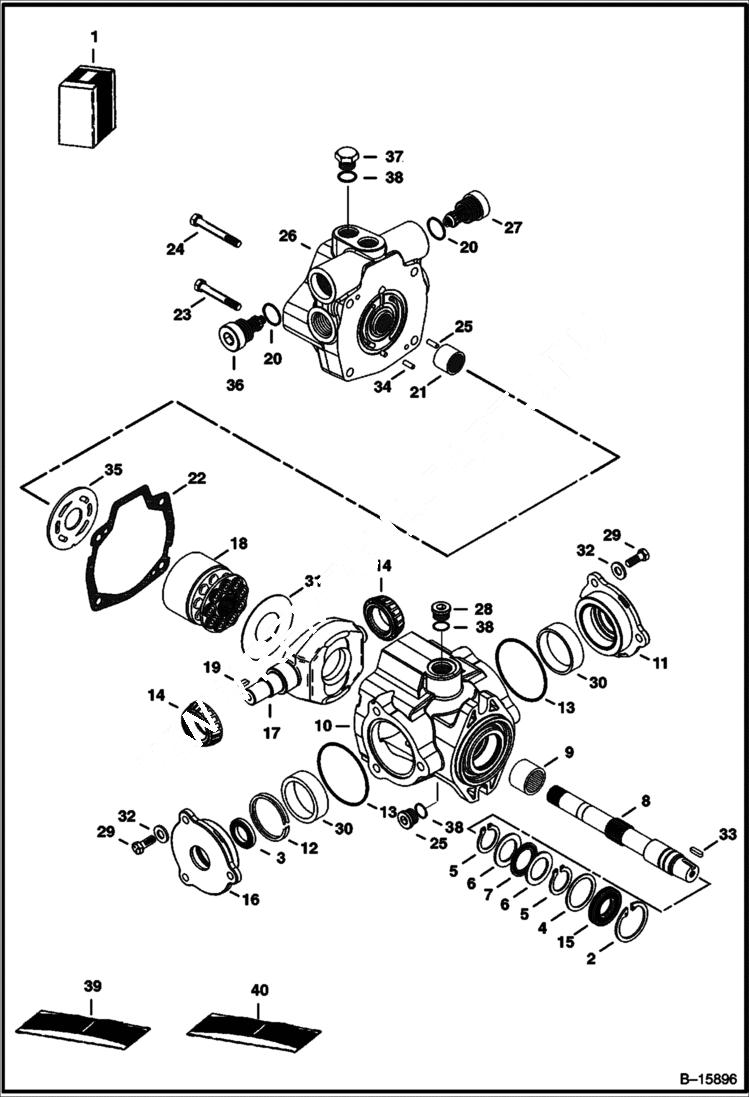 Схема запчастей Bobcat 400s - HYDROSTATIC PUMP (Pulley End) HYDROSTATIC SYSTEM