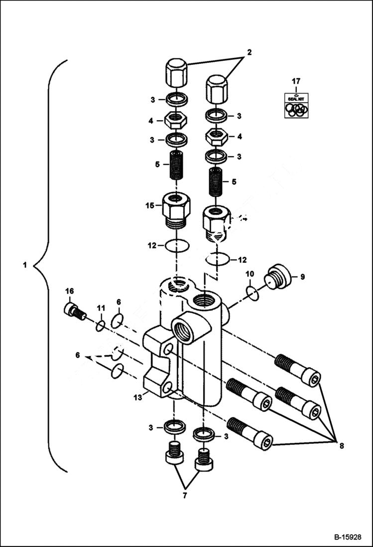 Схема запчастей Bobcat 335 - HYDRAULIC PISTON PUMP (Control Valve) HYDRAULIC SYSTEM