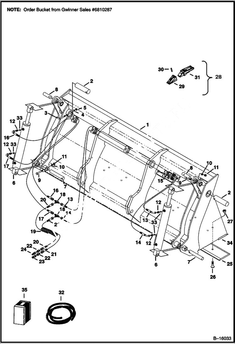 Схема запчастей Bobcat BUCKETS - 90 COMBINATION BUCKET (028700101) Телескопические мини-погрузчики