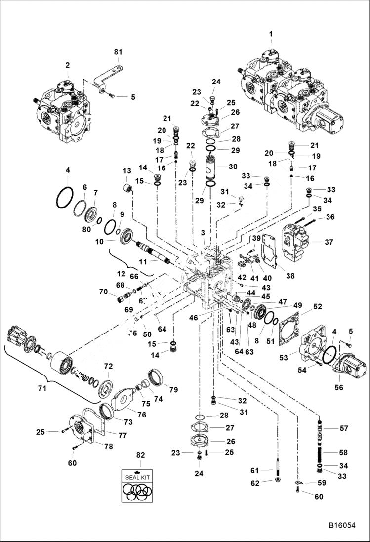 Схема запчастей Bobcat A-Series - HYDROSTATIC PUMP (Servo Assisted Steering) (Right Half) HYDROSTATIC SYSTEM