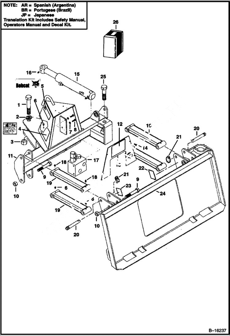 Схема запчастей Bobcat POWER RAKE - POWER RAKE (Main Frame & Attaching Parts) (72 925100720 & Above) Loader