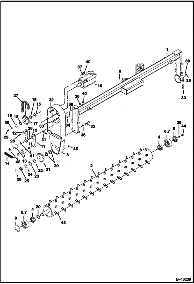 Схема запчастей Bobcat POWER RAKE - POWER RAKE (Roller & Chaincase Assy) (72 925100720 & Above) Loader