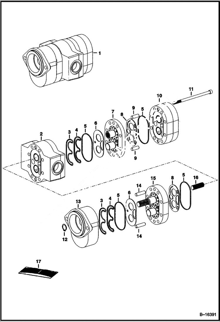 Схема запчастей Bobcat 800s - HIGH HORSEPOWER HYDRAULICS (Cast Iron) (Double Gear Pump) (S/N 514149137, 517912142 & Above) HIGH FLOW HYDRAULICS