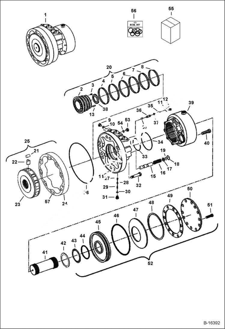 Схема запчастей Bobcat S-Series - HYDROSTATIC MOTOR & BRAKE (2-Speed Option) HYDROSTATIC SYSTEM