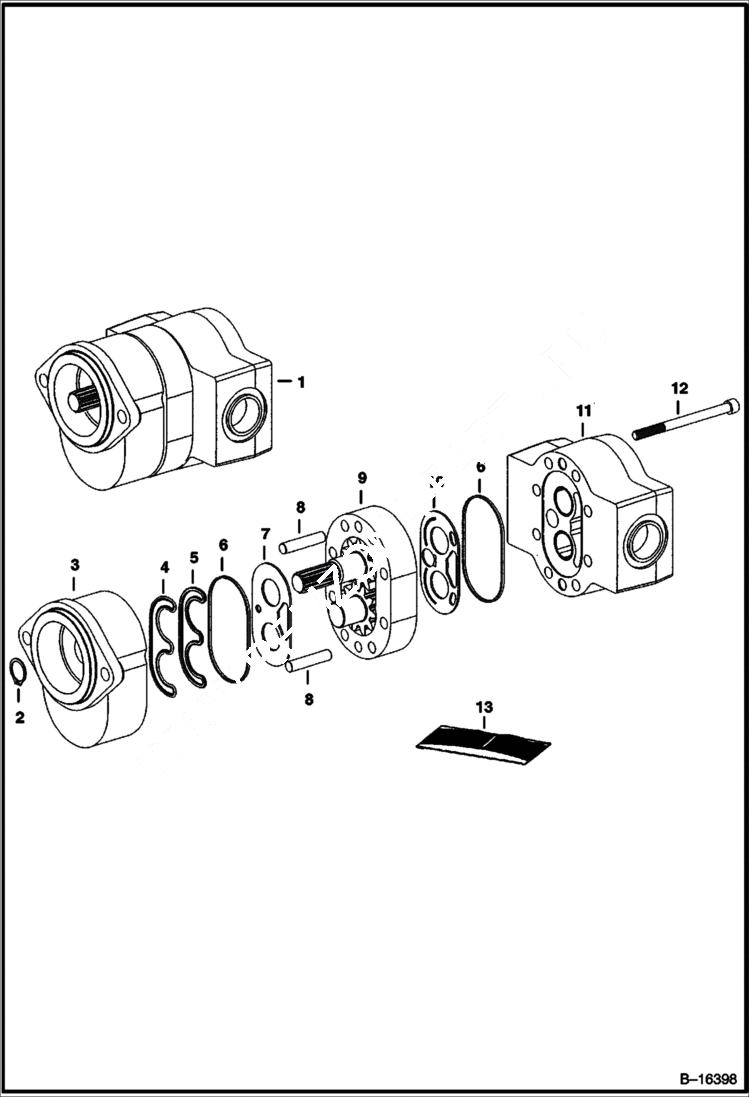 Схема запчастей Bobcat 800s - GEAR PUMP (Cast Iron) (S/N 514149734, 514241080 & Above) HYDROSTATIC SYSTEM