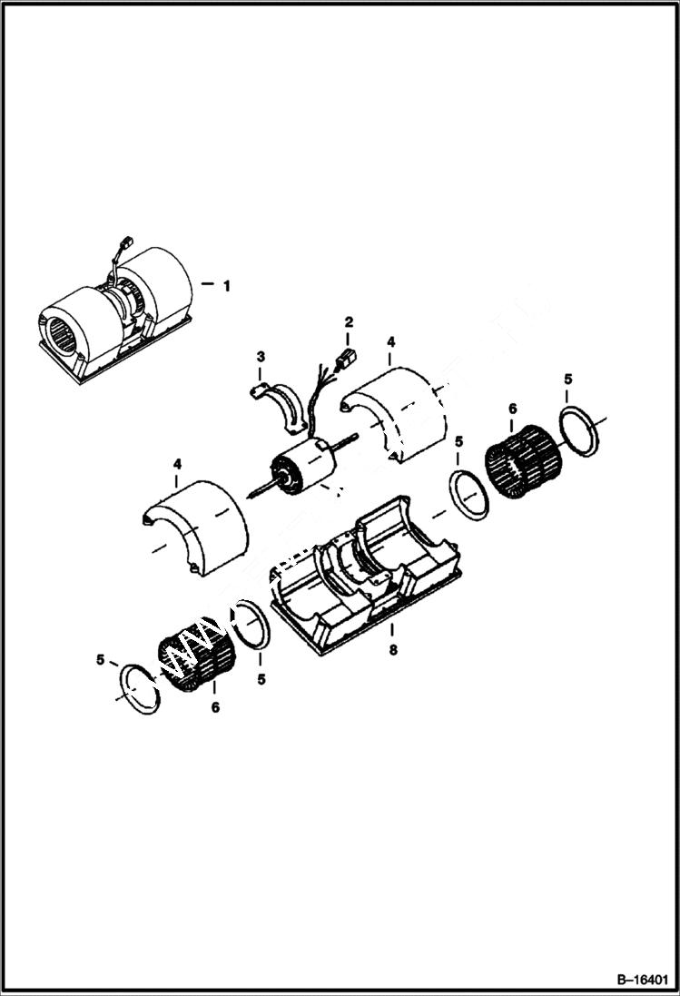 Схема запчастей Bobcat 900s - HEATER & A/C (Blower Assembly) ACCESSORIES & OPTIONS