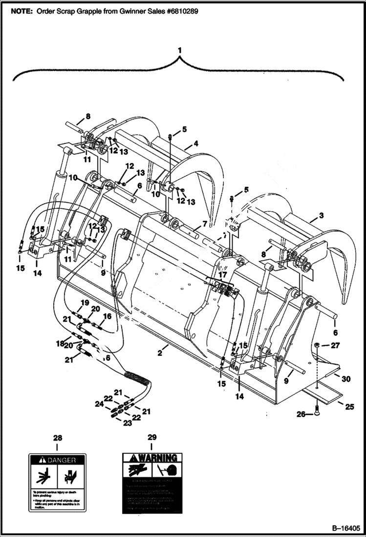 Схема запчастей Bobcat GRAPPLES - 90 SCRAP GRAPPLE (028900104 & Above) Телескопические мини-погрузчики