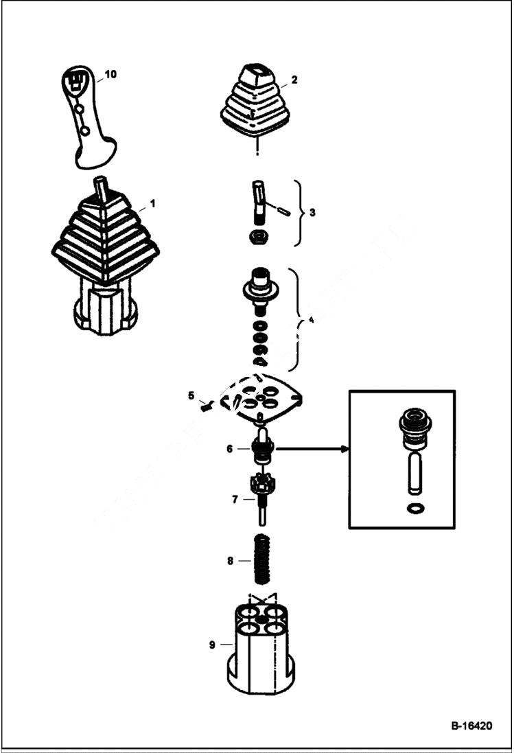 Схема запчастей Bobcat 325 - R.H. JOYSTICK (S/N 232312386 & Below, 232412117 and Below & 12128-12129) HYDRAULIC SYSTEM