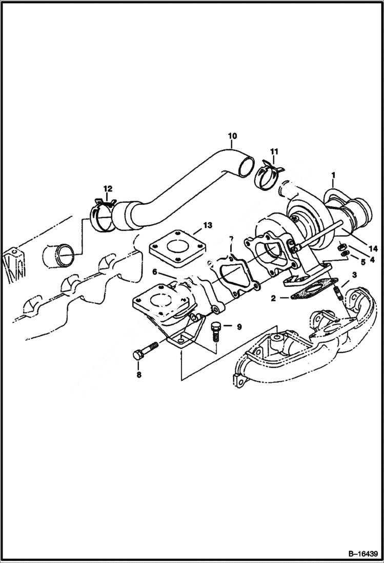 Схема запчастей Bobcat 337 - TURBO CHARGER (Kubota - V2003T) POWER UNIT