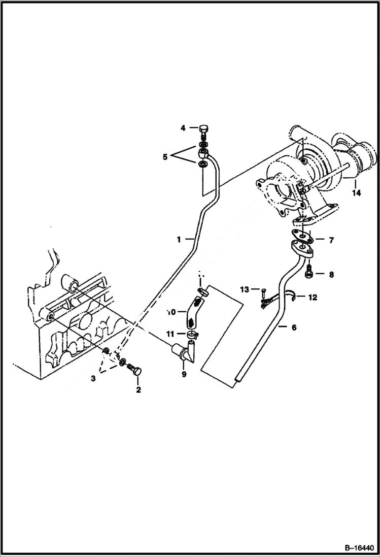 Схема запчастей Bobcat 337 - OIL PIPE (Kubota - V2003T) (Turbo Charger) POWER UNIT