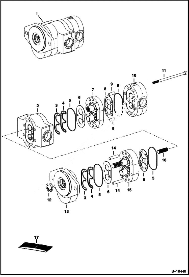 Схема запчастей Bobcat A-Series - GEAR PUMP HYDROSTATIC SYSTEM