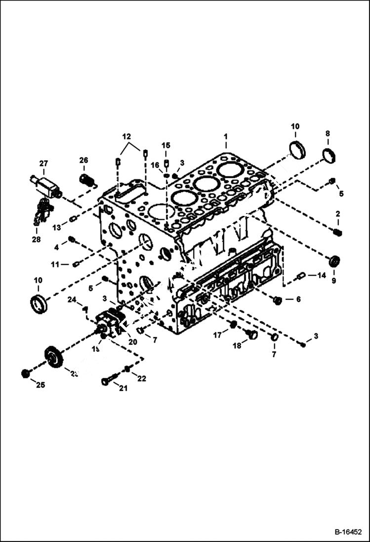 Схема запчастей Bobcat 337 - CRANKCASE (Kubota - V2003T) POWER UNIT