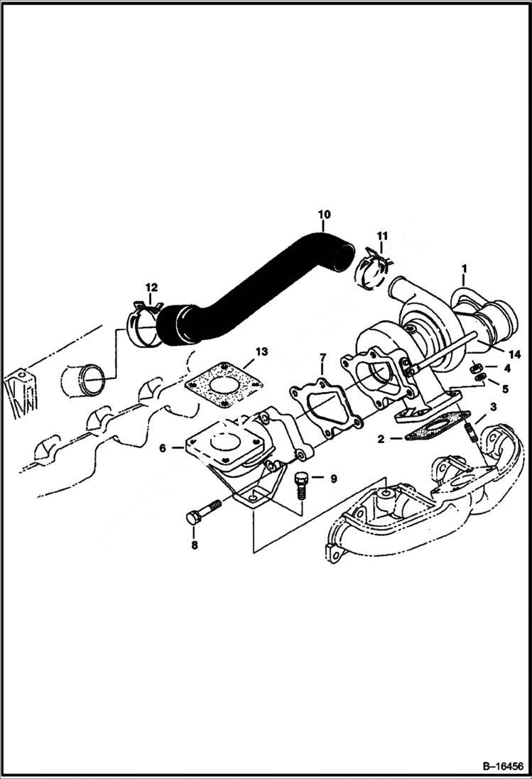 Схема запчастей Bobcat 700s - TURBO CHARGER (Kubota - V2003T) (1G622-00000) POWER UNIT