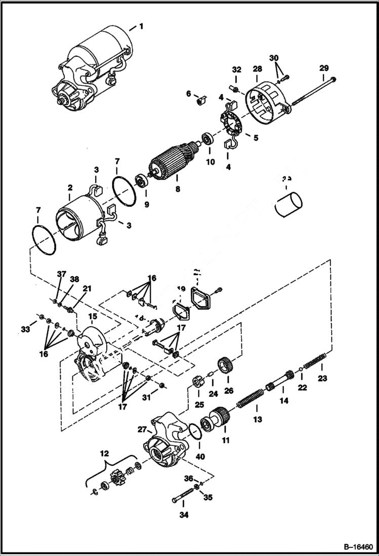 Схема запчастей Bobcat 320 - STARTER (1.4 KW) (Nippondenso - 228000-6650) ELECTRICAL SYSTEM