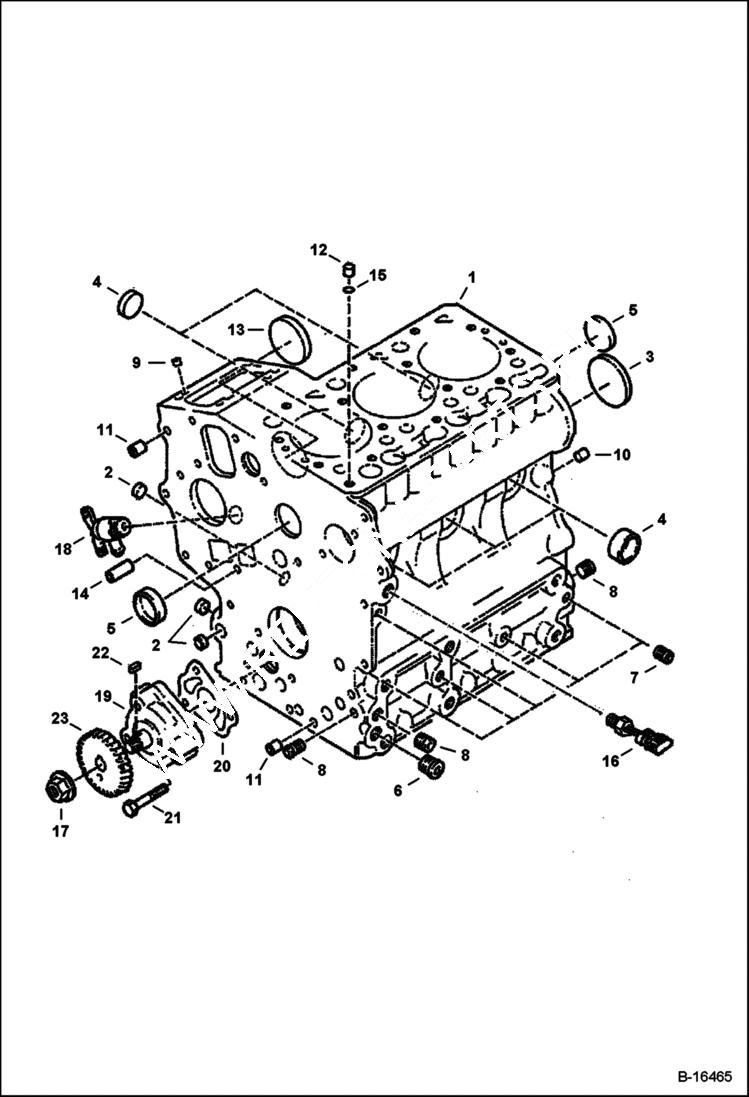 Схема запчастей Bobcat 320 - CRANKCASE (Kubota D722-E2B-BC-1) (S/N 224511001 & Abv) POWER UNIT