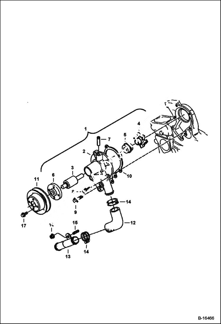 Схема запчастей Bobcat 400s - WATER PUMP (Kubota D722) (5150 11001 & Above, 5151 11001 & Above) POWER UNIT