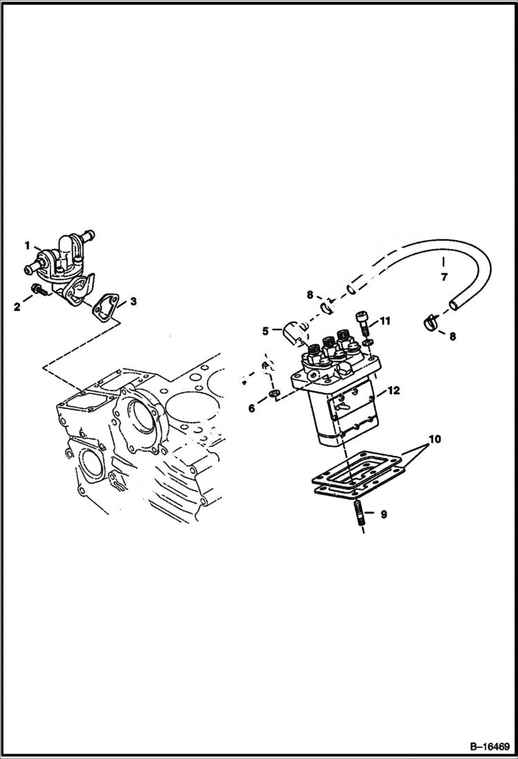 Схема запчастей Bobcat 322 - FUEL & INJECTION PUMP (Kubota D722-EB-MELROE-1) POWER UNIT