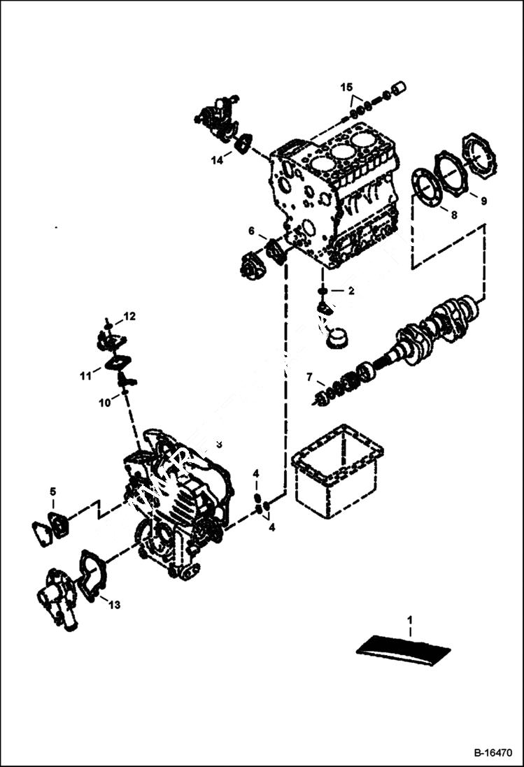 Схема запчастей Bobcat Mini Tracks Loaders - LOWER GASKET KIT (Kubota D722) POWER UNIT