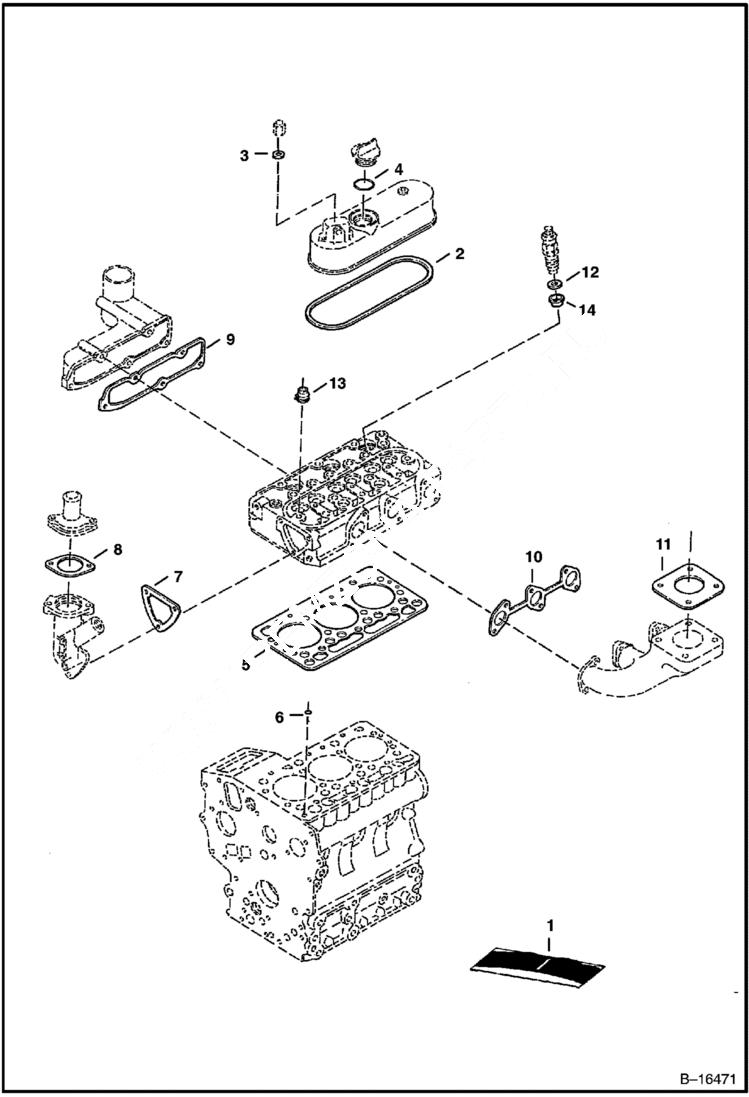 Схема запчастей Bobcat 323 - UPPER GASKET KIT (Kubota D722) POWER UNIT