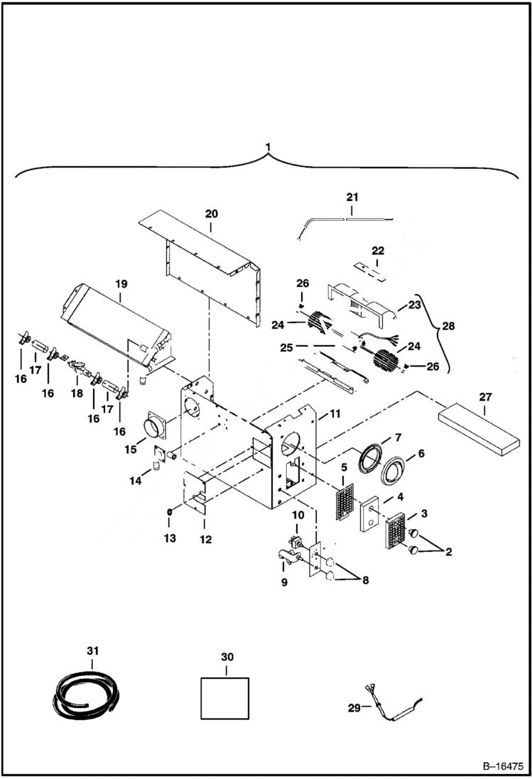 Схема запчастей Bobcat 323 - HEATER ACCESSORIES & OPTIONS