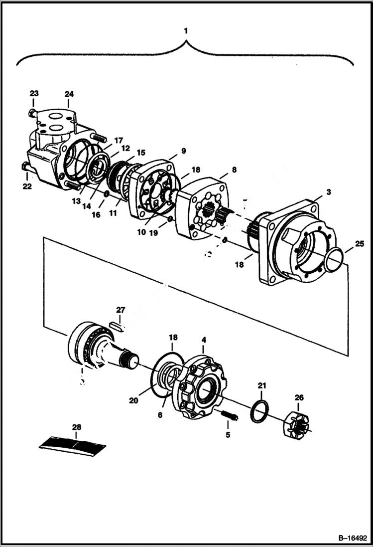 Схема запчастей Bobcat Mini Tracks Loaders - DRIVE MOTOR (110-1197-006) HYDRAULIC SYSTEM