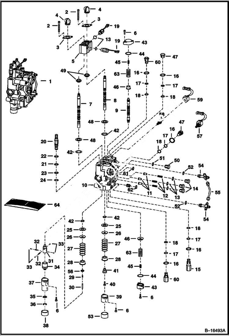 Схема запчастей Bobcat 700s - HYDRAULIC CONTROL VALVE (BICS Combo Valve) (5122 63000 -, 5124 52000 - ) HYDRAULIC SYSTEM