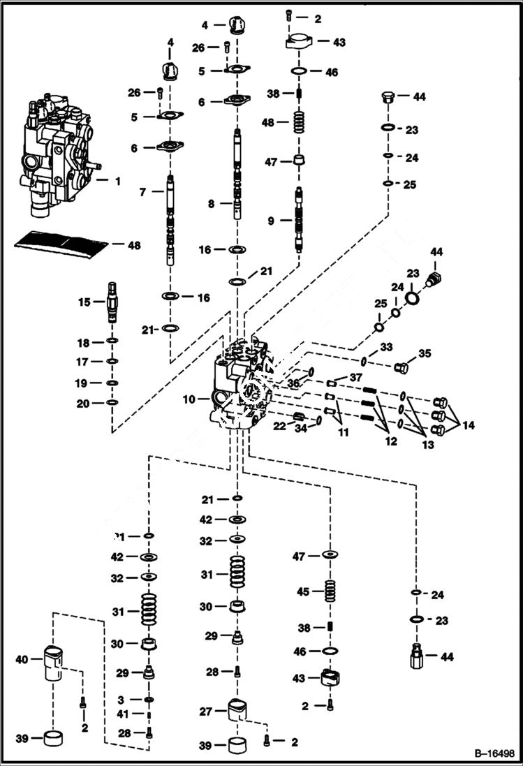 Схема запчастей Bobcat 800s - HYDRAULIC CONTROL VALVE (Service Valve) (Advanced Control System) HYDRAULIC SYSTEM