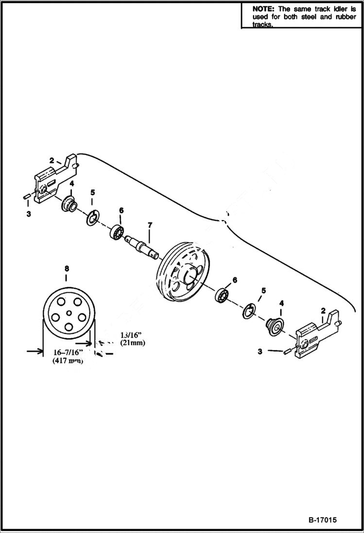 Схема запчастей Bobcat 341 - FRONT IDLER (Original)(Unsealed Bearings) UNDERCARRIAGE