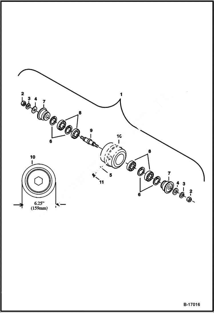 Схема запчастей Bobcat 337 - TRACK ROLLER (Rubber Tracks)(W/ Plug) UNDERCARRIAGE